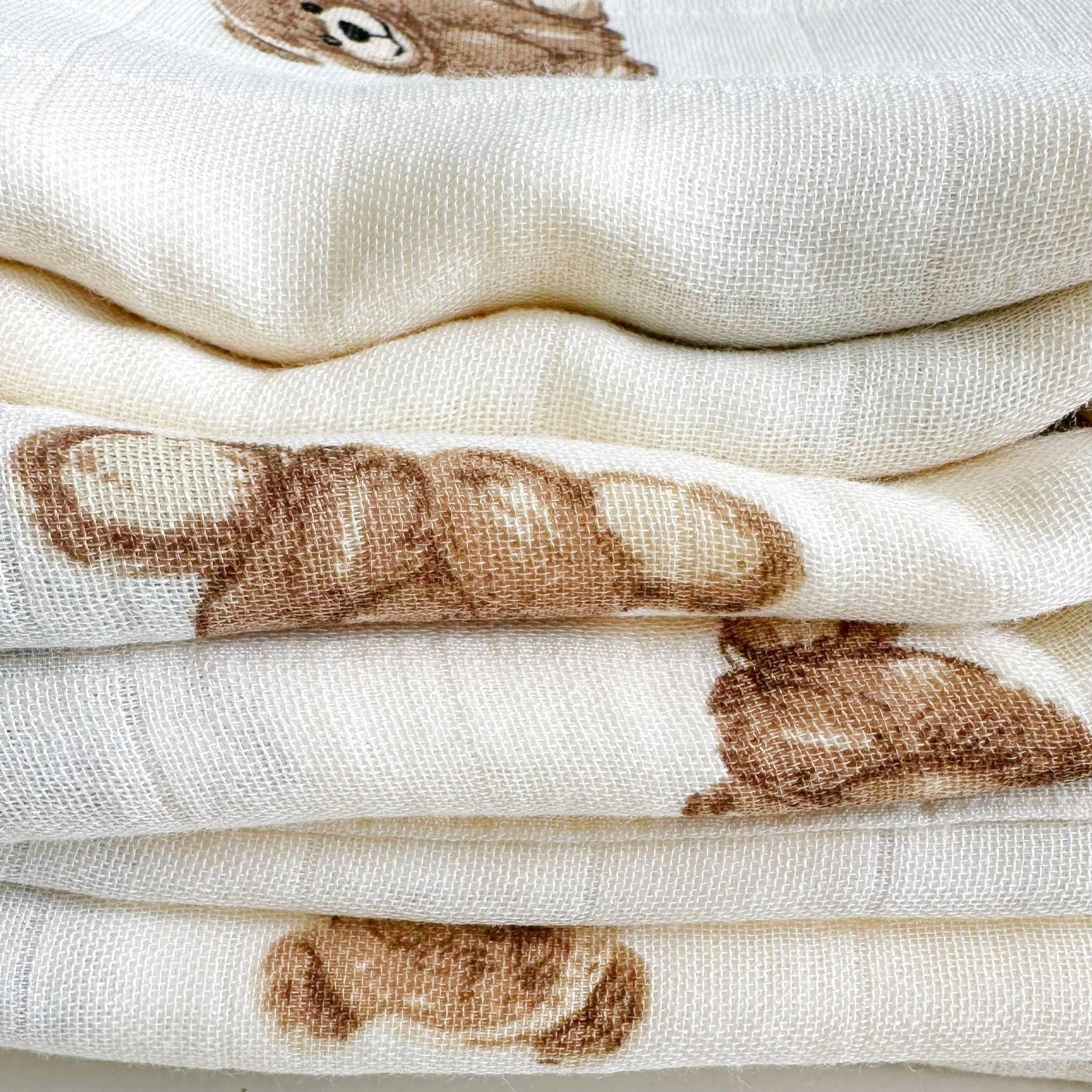 Bamboo Muslin Swaddle Baby Blanket (Teddy Bear)