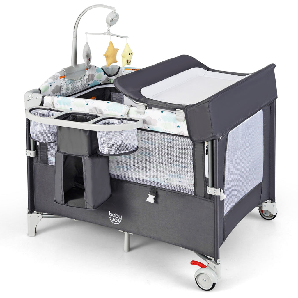 5-in-1 Portable Pack and Play with Diaper Changing Table